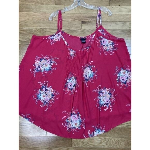 -Torrid Georgette Pink Floral Print Top Womens Plus 3 3X 22-24 Spaghetti Straps - Picture 3 of 9